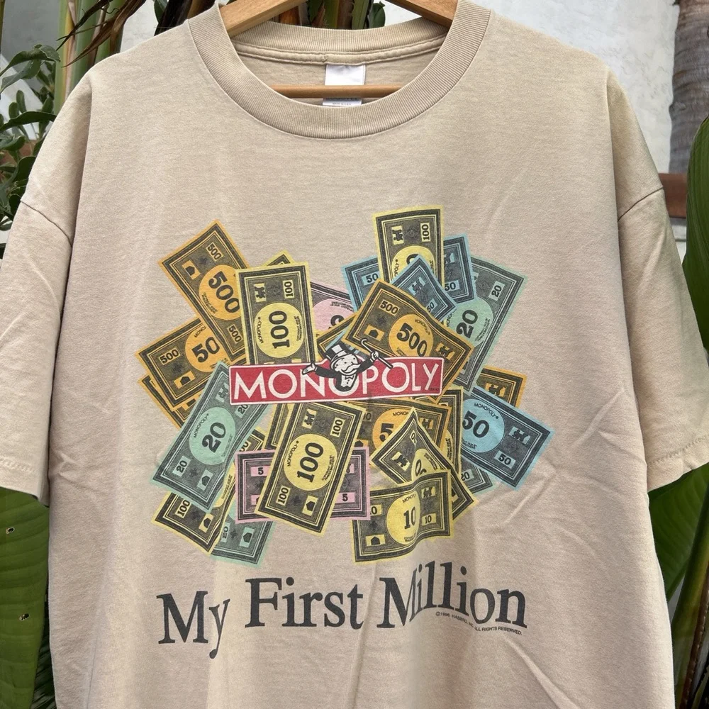 Vintage 1996 Monopoly My First Million Promo T-Shirt Sz XL Hasbro